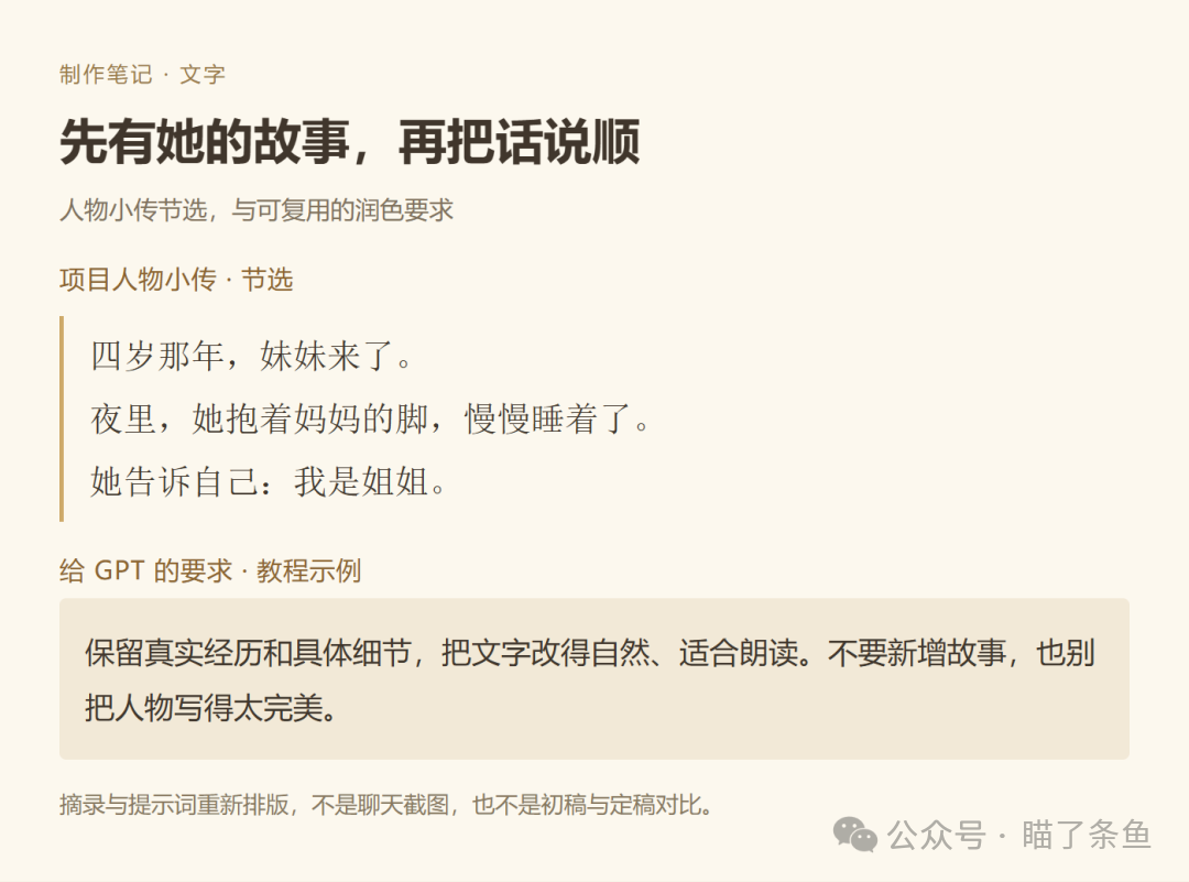 人物小传节选与润色要求